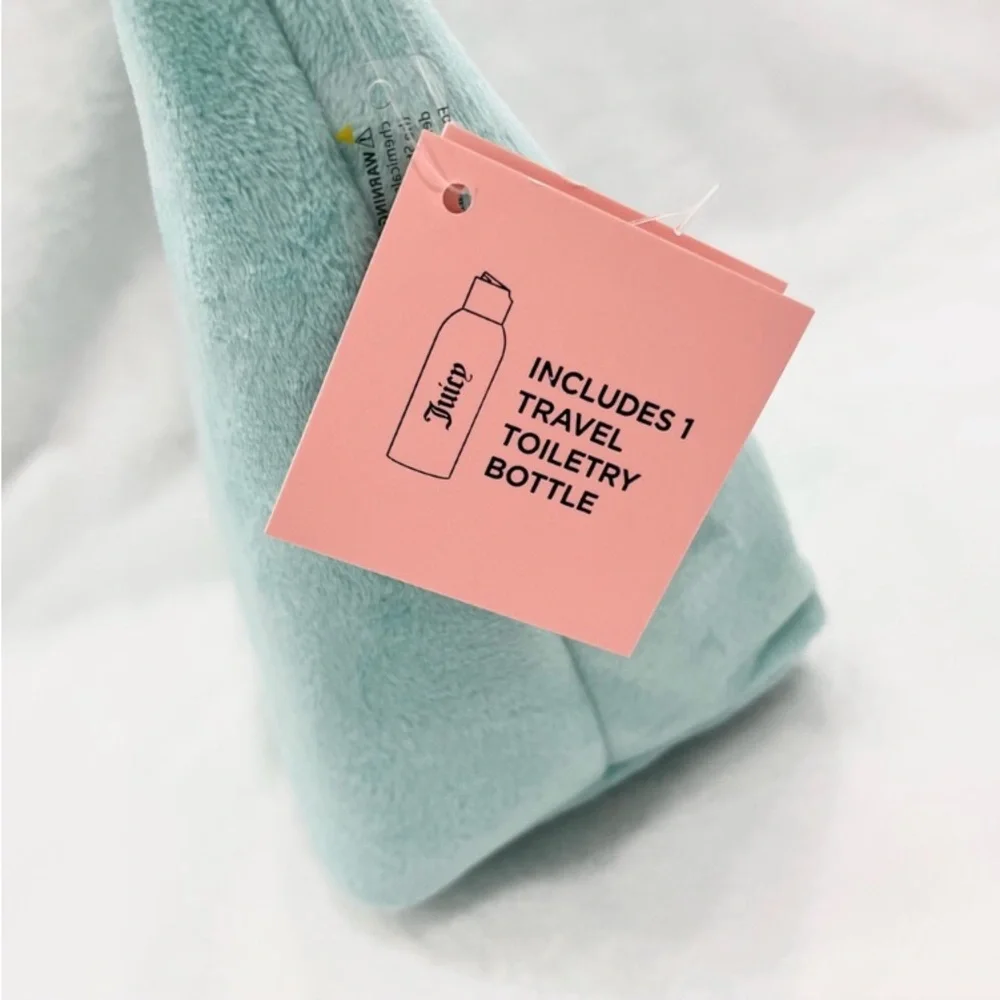 Juicy Couture Aqua Blue Velour ✈️ Travel Makeup Toiletry Cosmetics Bag NWT